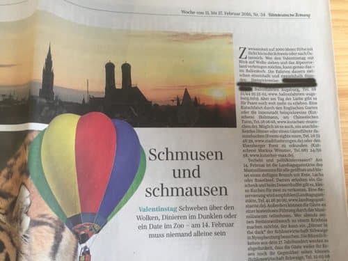 Ballonfahrten Deutschland in der Süddeutschen Zeitung
