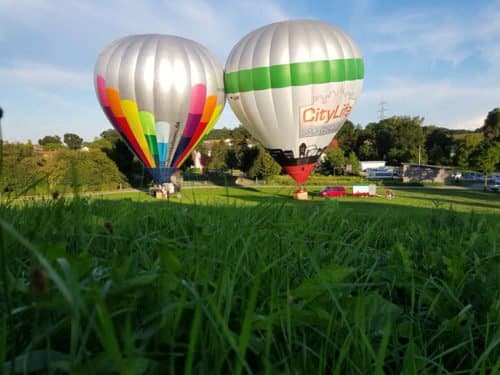 Betriebsausflug im Ballon mit 10 Personen von Friedberg 2018 aus.
